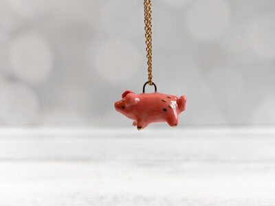 porcelain pig pendant