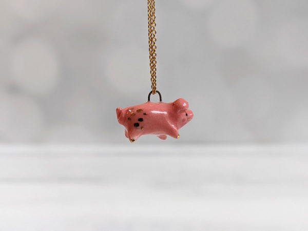 porcelain pig pendant