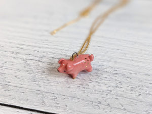 porcelain pig pendant