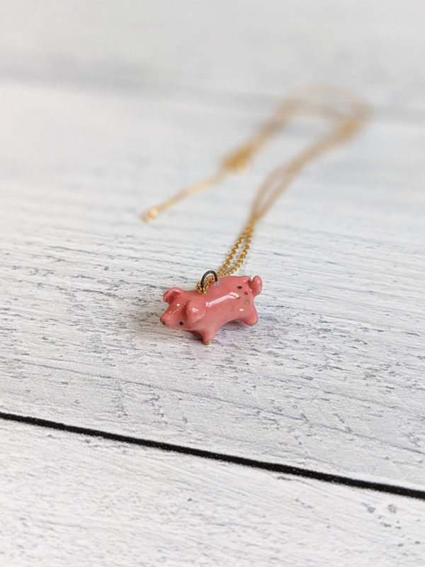 porcelain pig pendant