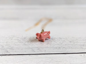 porcelain pig pendant