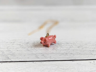 porcelain pig pendant