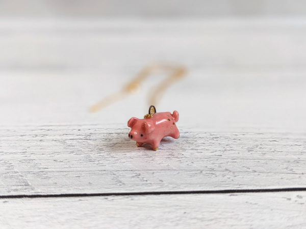 porcelain pig pendant