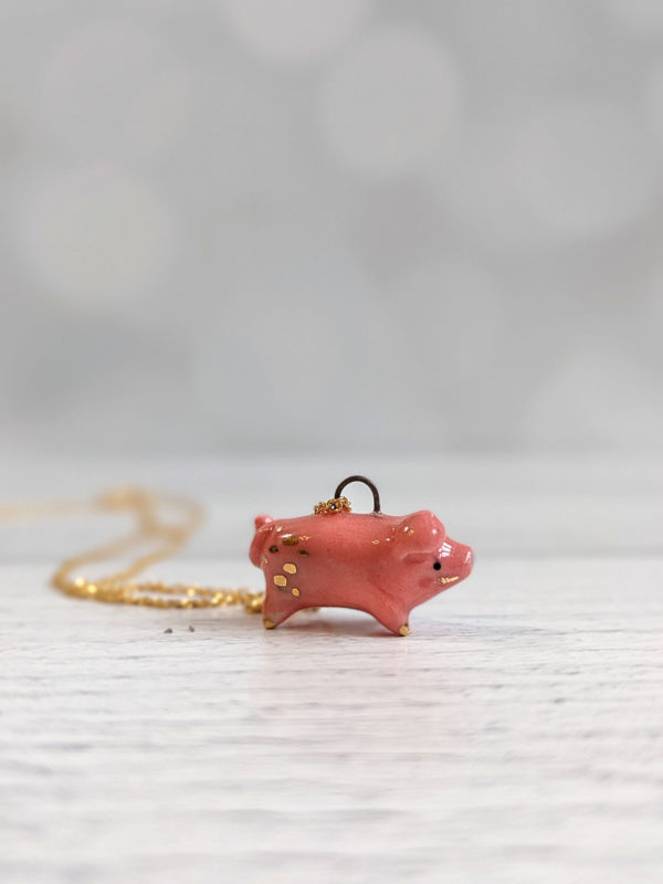 porcelain pig pendant