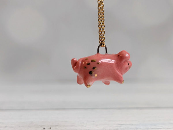 porcelain pig pendant