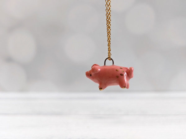 porcelain pig pendant