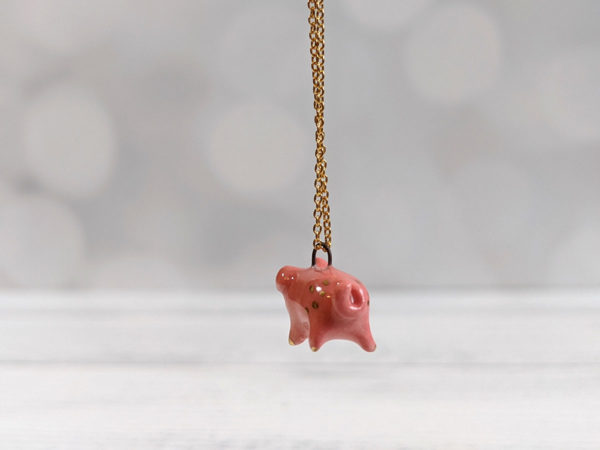 porcelain pig pendant