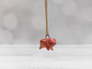 porcelain pig pendant