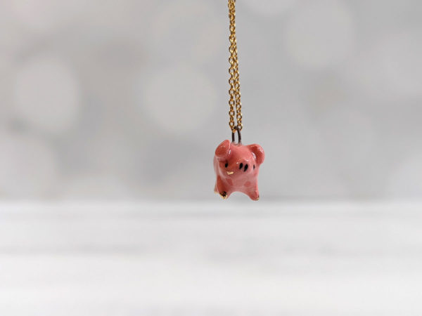 porcelain pig pendant