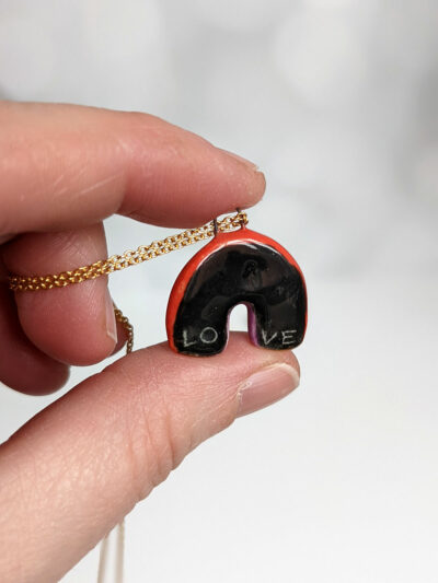 Rainbow porcelain pendant - LOVE - Image 2