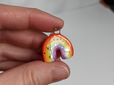 Rainbow porcelain pendant - LOVE - Image 9