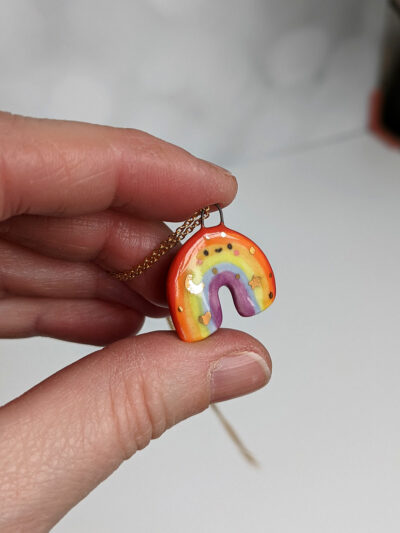 Rainbow porcelain pendant - LOVE - Image 8