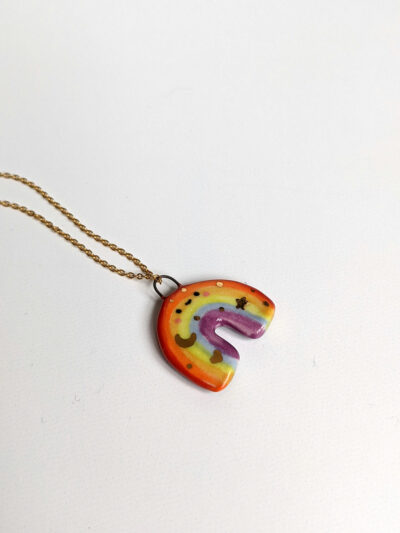 Rainbow porcelain pendant - LOVE - Image 7