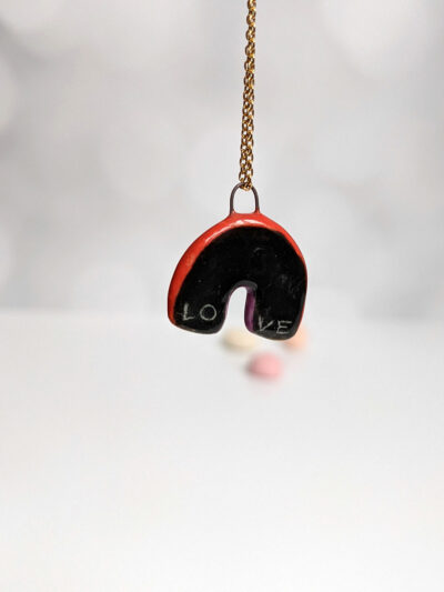 Rainbow porcelain pendant - LOVE - Image 5
