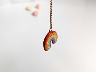 Rainbow porcelain pendant - LOVE - Image 4