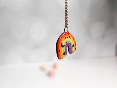 Rainbow porcelain pendant - LOVE - Image 3