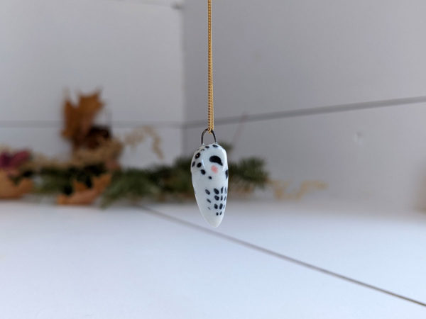 porcelain snowy owl pendant