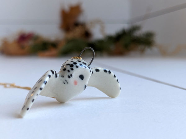 porcelain snowy owl pendant