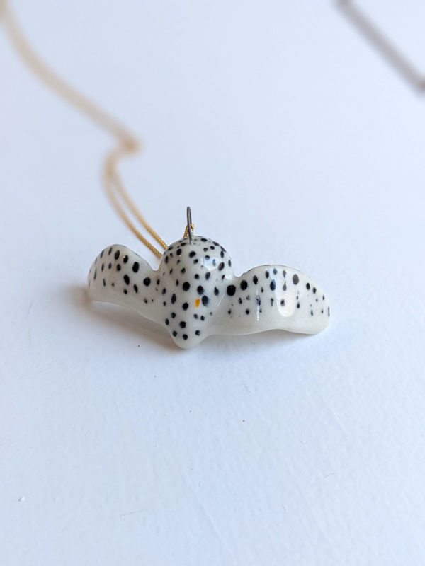 porcelain snowy owl pendant