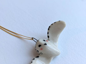 porcelain snowy owl pendant