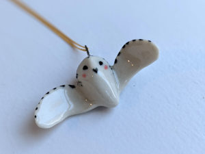 porcelain snowy owl pendant