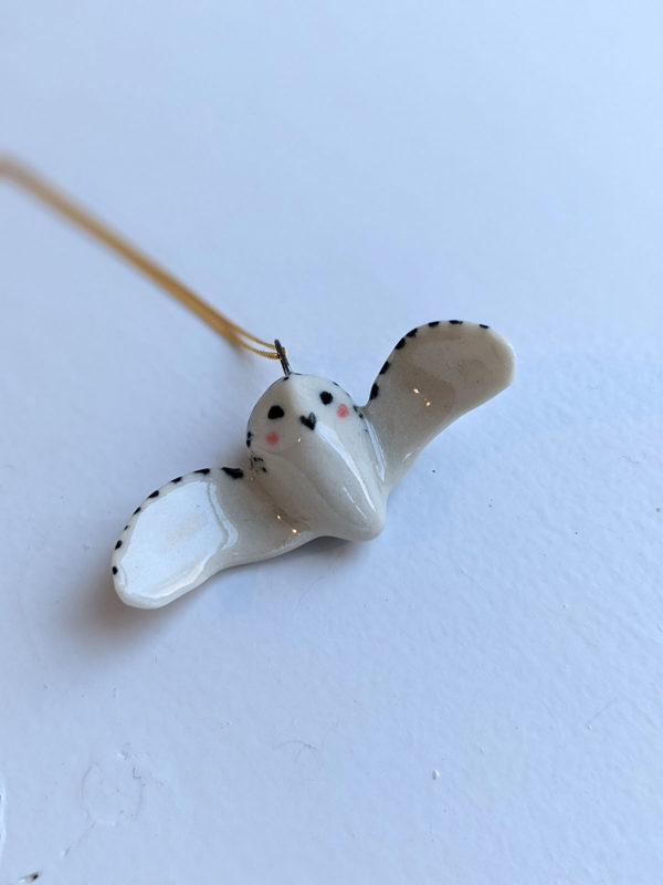 porcelain snowy owl pendant