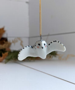 porcelain snowy owl pendant