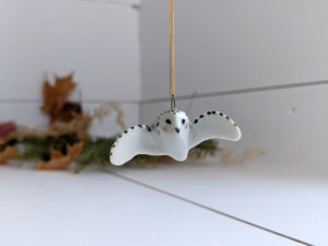 porcelain snowy owl pendant