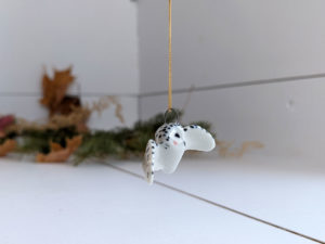 porcelain snowy owl pendant