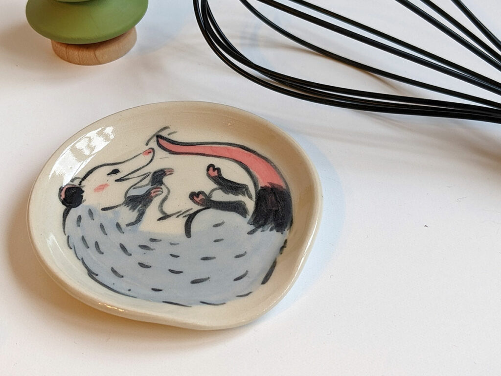 opossum spoon rest ceramic handmade