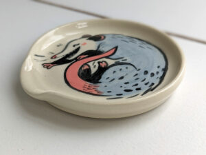 opossum spoon rest ceramic handmade