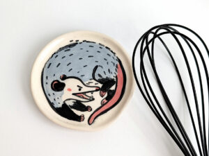 opossum spoon rest ceramic handmade