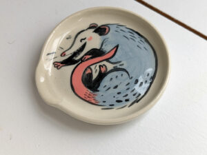 opossum spoon rest ceramic handmade