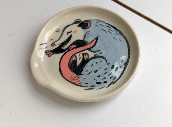 opossum spoon rest ceramic handmade