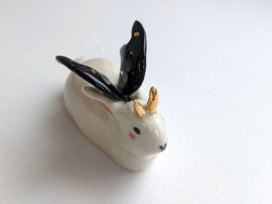 porcelain jackalope bat wings