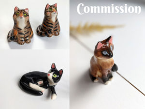 figurine chat commission ceramic cat figurine