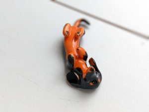 daschund porcelain brush holder figurine