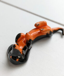 daschund porcelain brush holder figurine