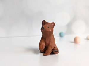 brown bear miniature ceramic figurine