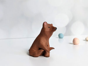 brown bear miniature ceramic figurine