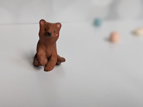 brown bear miniature ceramic figurine