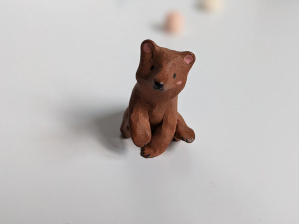 brown bear miniature ceramic figurine