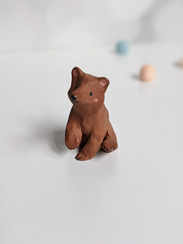 brown bear miniature ceramic figurine