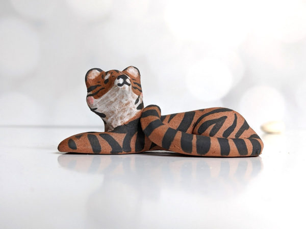 red clay matte tiger figurine