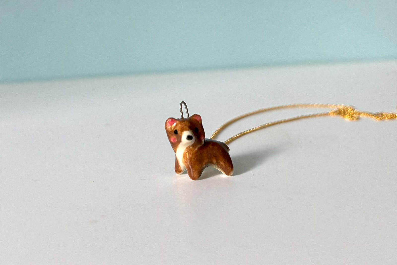 handmade porcelain pendant brown bear