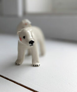 polar bear mama and cub porcelain figurine