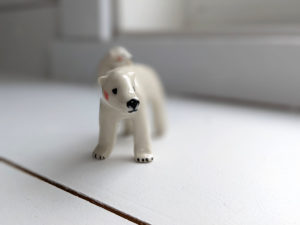 polar bear mama and cub porcelain figurine