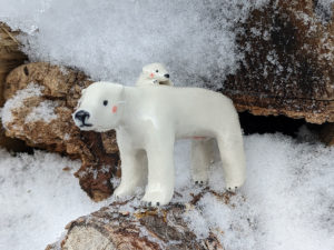 polar bear mama and cub porcelain figurine