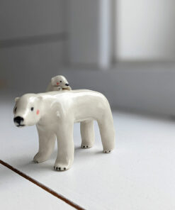polar bear mama and cub porcelain figurine