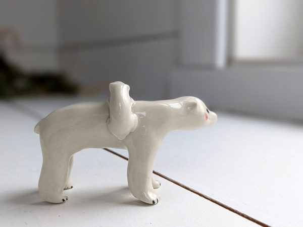 polar bear mama and cub porcelain figurine